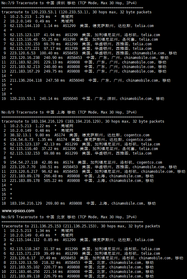 RackNerd美国达拉斯VPS移动回程路由