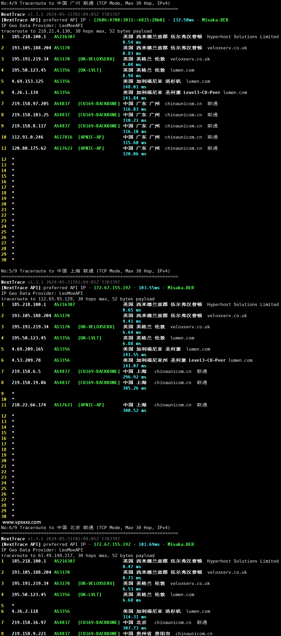 Hyperhost Solutions英国VPS联通回程路由