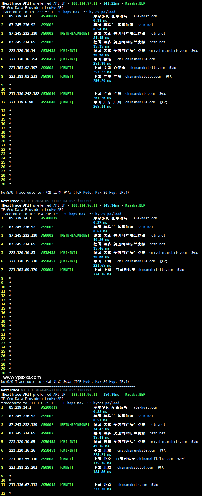 AlexHost摩尔多瓦抗投诉VPS移动回程路由