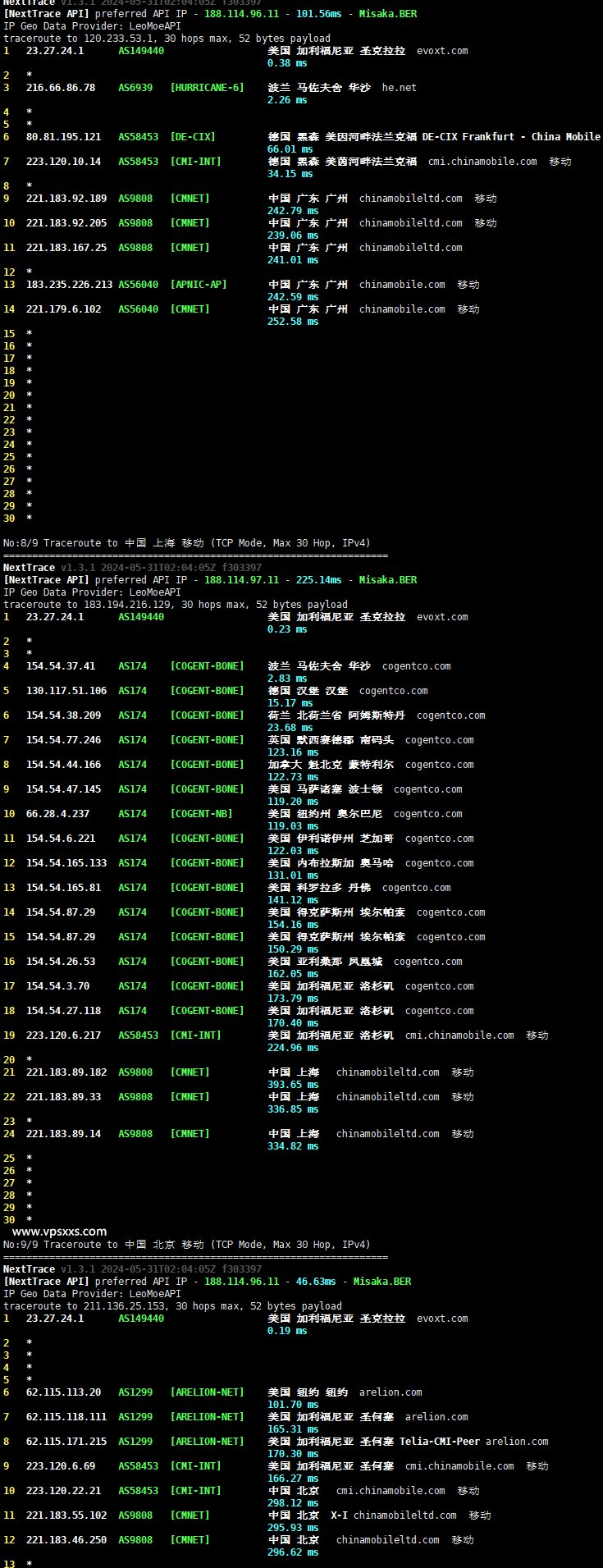 Evoxt波兰VPS移动回程路由