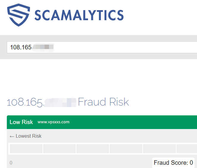 IPRaft盐湖城美国双ISP VPS scamalytics IP风险值检测