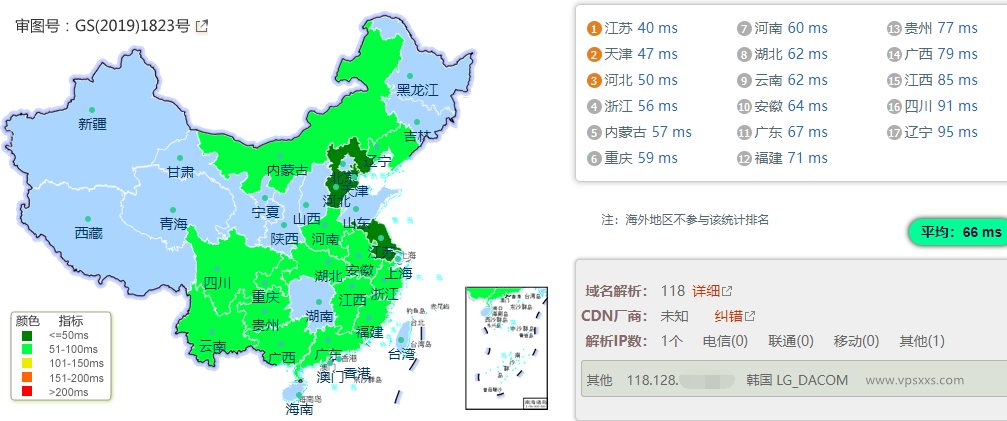 zlidc韩国原生IP VPS国内ping