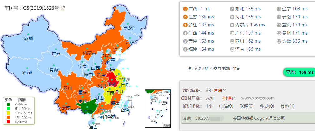 六六云美国CN2 GIA原生IP VPS国内ping