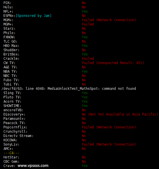 六六云香港4837线路VPS北美流媒体解锁能力测试