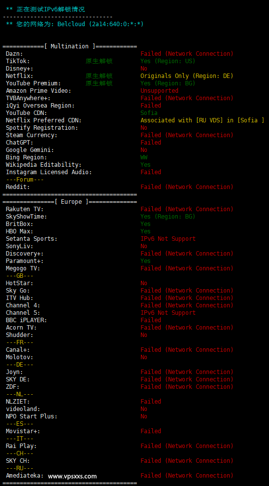 HostDare保加利亚VPS流媒体IPv6解锁能力