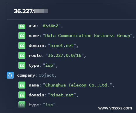 筋斗云中国台湾VPS ipinfo.io是否住宅IP检测