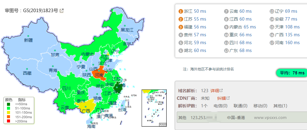 zlidc中国台湾VPS国内ping