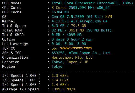 HostDare日本东京VPS硬件测试