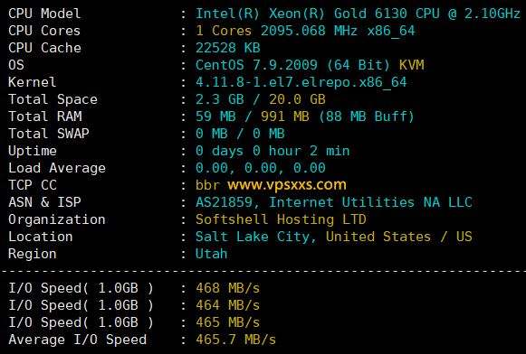 SoftShellWeb美国盐湖城VPS硬件测试