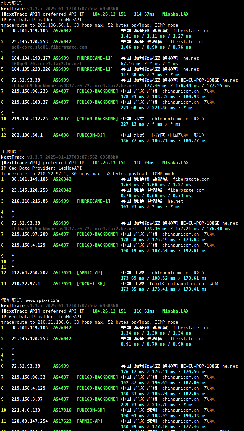 SoftShellWeb美国盐湖城VPS联通回程路由